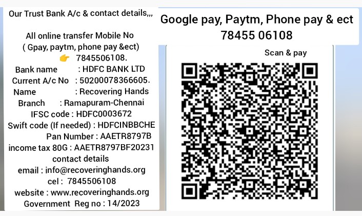 Recovering Hands UPI QR code and bank details